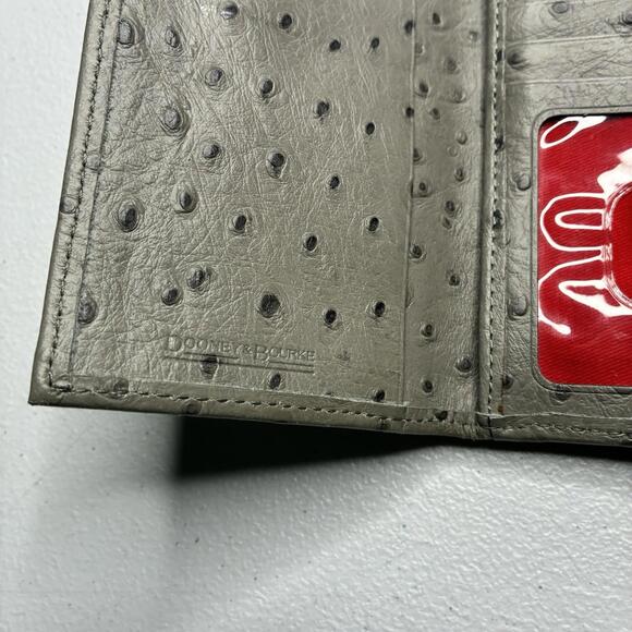 Dooney & Bourke Gray Ostrich Embossed Leather Continental Flap Wallet Clutch - Picture 3 of 8
